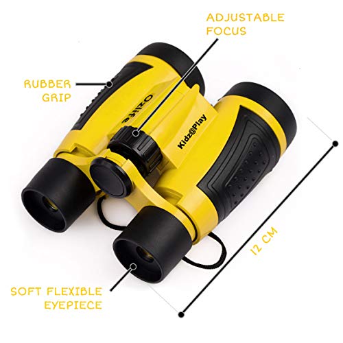 Adventure Kidz Outdoor Exploration Kit, Children’s Binoculars, Flashlight, Compass, Fox Whistle, Magnifying Glass, Backpack. Great Gift Set for STEM, Pretend Play - color: Yellow