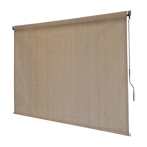 Outdoor Patio Roll Up Shade for Use on Exterior Porch, Patio, Window and More | High Density Polyethylene Privacy Screen Blocks 87% of UV Rays | Hardware Included | 7 ft Wide | Beachfront - color: Beachfront, size: 84"W x 72"H
