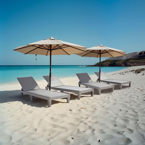 Nestl Sun Tanning Chair - Light Grey Chaise Lounge Chair Outdoor, Lightweight Pool Lounge Chairs Set of 4, Adjustable 5-Position Reclining Lawn Chair, Waterproof Beach Outdoor Lounge Chairs - color: 6 - Light Grey, size: Set of 4