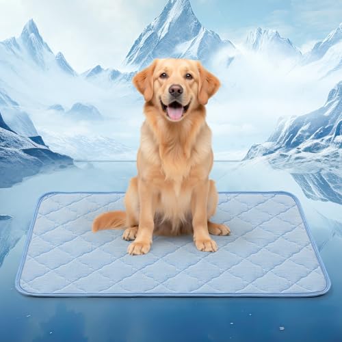 LOOBANI Dog Cooling Mat for Extra Large Dogs - 50" x 38" Cooling Mat for Summer with Anti-Slip Bottom, Durable & Leakproof Pet Cool Mat for Dogs, Cats, Indoor & Outdoor Use, Sofas, Bed, and Floor - color: Blue, size: X-large (50''x38'')