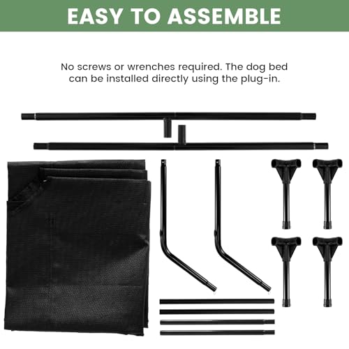 Elevated Dog Bed for Outdoor, XL Raised Dog Cot with Washable Mesh, Cooling Pet Cot Chew Proof for Outside Camping, 49"x33" Black - color: Black, size: 49"L x 33"W x 9"Th