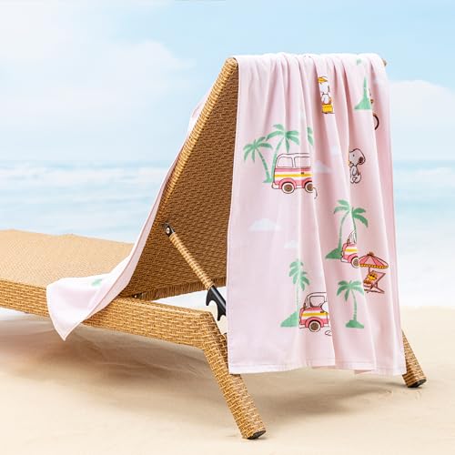 Berkshire Peanuts® Snoopy Beach Towel — 100% Cotton Pool & Beach Towel, Absorbent, Quick-Drying & Sand-Free, 36'' × 72'', Snoopy's Beachy Roadtrip More Color - color: Snoopy's Beachy Roadtrip More Color