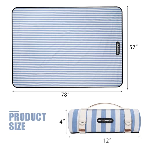 Picnic Outdoor Blankets Waterproof Extra Large - Beach Mat Sand Free Foldable with Carry Strap | Portable Camping Blanket | Park Blanket for Grass , Hiking, Travel, Concerts, Indoor (Cerulean Blue) - color: Cerulean Blue