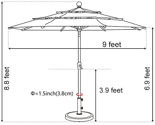EliteShade USA 10-Year-Non-Fading 9ft 3-Tier Market Patio Umbrella, Commercial Grade Outdoor Table Umbrella with Crank Open, Windproof & UPF 50+ UV Protection, Heavy Duty Ventilation for Garden, Deck, Pool, Backyard, Beach & Bistro, Natural - color: Natur