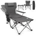 apollo walker Reclining Beach Chair, Adjustable 90-135° Backrest Camping Lounge Chairs for Adults, Folding Chair with Foot Rest & Detachable Pillow - Upgraded 8-Leg, Grey - color: Grey, style: 8-Leg