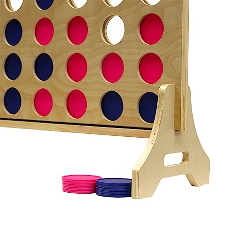 Tailgating Pros Premium Giant Four in a Row with Carrying Case - Jumbo Oversized Outdoor Yard Game - Connect Multiple Pucks in a Row to Win - Many Puck Colors Available! - color: Blue / Pink