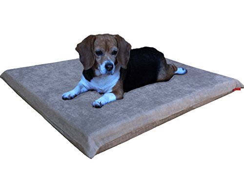 Dogbed4less Gel Cooling Memory Foam Dog Bed for Medium Large Pet with Waterproof Internal Cover, Microsuede Grey 34X27X3 Inches - color: Microsuede Grey, size: 1 Pack Medium 34"X27"X3"