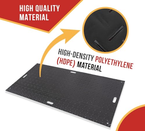 Mytee Products Ground Protection Mats - Black 4′ x 8′, Heavy Equipments Mats, Temporary Roadway Matting, Diamond Plate Tread and Smooth Surface - color: Black (Smooth), size: 1 - Pack