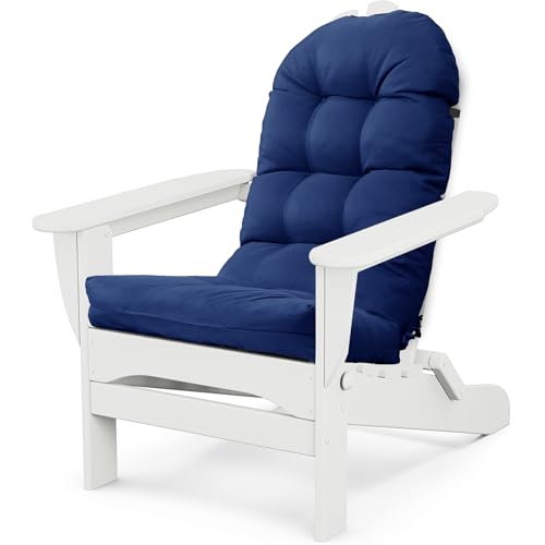 Adirondack Chair Cushion, Thick Indoor/Outdoor Rocking Chair Cushion with High Elasticity PP Cotton Water-Resistant Patio Furniture Cushions High Back Seat Pads for Porch Yard Lawn Chairs 44x19x4 - color: Navy
