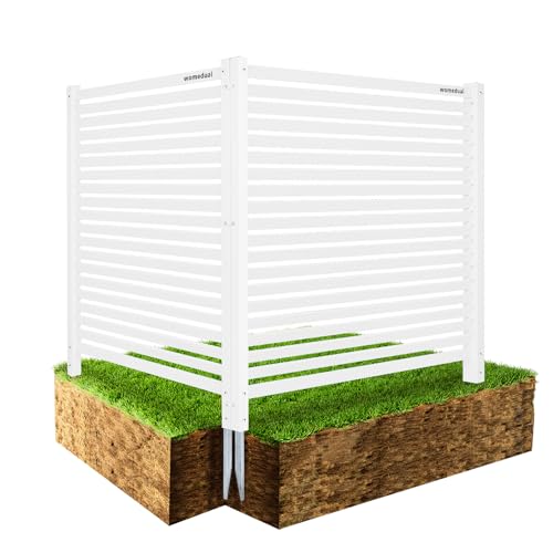 Air Conditioner Fence - 36" W x 45" H Trash Can Fence Panels, Easy Assembly Privacy Screen for Outside, Decorative for AC Units & Pool Equipment, White Vinyl, 2 Panels - size: 36"W X 45"H-2 Panels Horizontal