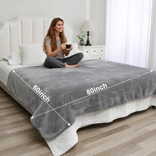 Waterproof Blanket for Beds – Ideal for Couch & Pets Splash Proof Sherpa Throw, Leakproof TPU Layer, Stain Resistant Washable Bed Protector – LightGray, 90"x 80" - color: Lightgray, size: 90"lx80"w