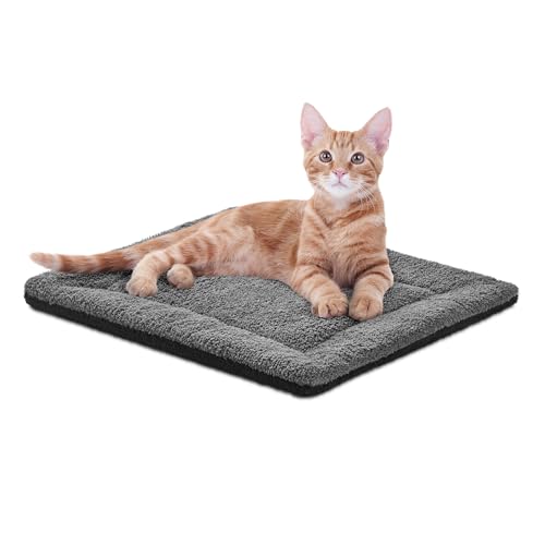 K&H PET PRODUCTS Self-Warming Cat Bed Pad, Self Heating Pad for Outdoor Cat Houses, Warming Mat for Indoor Pet Beds & Furniture, Reversible Blanket, Machine Washable - Small 21 X 17in Gray/ Black - color: Gray/Black, size: 21 X 17 Inches