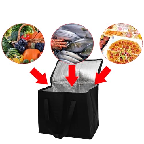 Lilaly Styrofoam Cooler Food Delivery Bag, Insulated Grocery Bags Insulated Cooler Bag for Hot or Cold Food Delivery, Groceries, Travel, Shopping - color: black