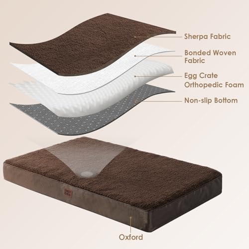 EHEYCIGA Orthopedic Medium Dog Beds for Small Dogs with Removable Washable Cover for Crate, Brown, 30x20 - color: Brown, size: 30*20*3.5 inches