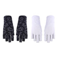 Lightweight Summer Fingerless Gloves Men Women UV Sun Protection Driving Cotton Gloves Nonslip Touchscreen Mittens - color: 2pairs-gray+floral Black