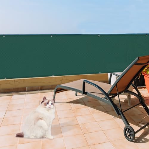 LOVE STORY 3 x10 Dark Green Waterproof Balcony Privacy Screen Cover - Opaque Fence Covering Privacy, 100% Polyester Fabric, UV Protection Shield for Apartment Railing,Outdoor Patio, Deck, Porch - color: Dark Green, size: 0 3' x 1 0' -PES