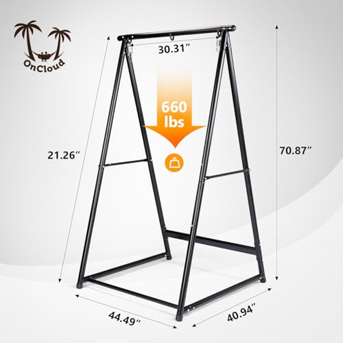 ONCLOUD Hammock Chair Stand, Heavy Duty Steel Stand with Stable Construction, 660 LBS Weight Capacity, Weatherproof Hammock Stand for Patio, Garden, Indoor - style: Stand Only