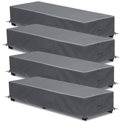 Patio Lounge Chair Covers 4 Pack Waterproof Outdoor chaise lounge cover 80" x 28" x 14" H 600D Weather Resistant Material, UV Protection, Windproof Design Outside Furniture Covers, Grey - color: Grey, size: 4 Pack (80"L x 28"W x 14"H)