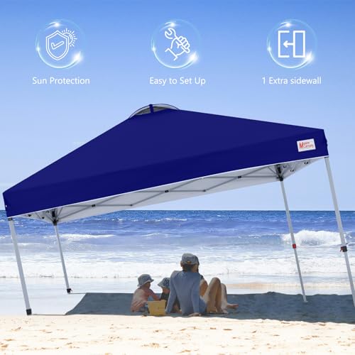MASTERCANOPY Durable Pop-up Canopy Tent with 1 Sidewall (10'x10',Dark Blue) - color: Dark Blue, size: 10x10