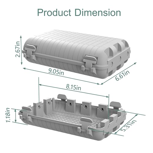 Outdoor Waterproof Electrical Box, Large Extension Cord Cover (9.05x6.61x2.67inch) Plug Protector Cable Connection Safety Box IP54 Water-Resistant for Power Strip, Holiday Light and Decorations, Grey - color: Grey