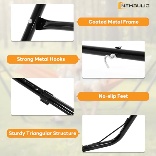 NEWBULIG Double Hammock Stand Only, 450 Pound Capacity, Fits 9 to 14 Feet Hammocks, Heavy Duty Hammock Stand for Outside for Garden Backyard Patio Pool Beach with Carrying Case - color: Glossy Black, size: 125IN