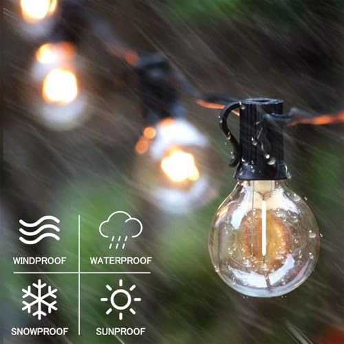 SUNTHIN Outdoor String Lights, 97FT Patio Lights with 49 G40 Shatterproof LED Bulbs(1 Spare), Waterproof Lights String for Outside Backyard, Porch, Bistro, Party, Camping, Garden Gathering - color: Black, size: 97FT
