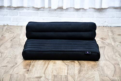 Leewadee Foldable Floor Mattress – 2 in 1 Floor Meditation Mat for Yoga and Relaxation, Seating Futon with Kapok - color: Cl02 - Black