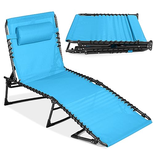 Best Choice Products Patio Chaise Lounge Chair, Portable Outdoor Folding Recliner for Lawn, w/ 8 Positions, Handles, 300lb Capacity - Light Blue - color: Light Blue