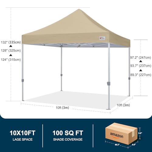 MASTERCANOPY Pop Up Canopy Tent Commercial Grade 10x10 Instant Shelter (Beige) - color: Beige, size: 10x10