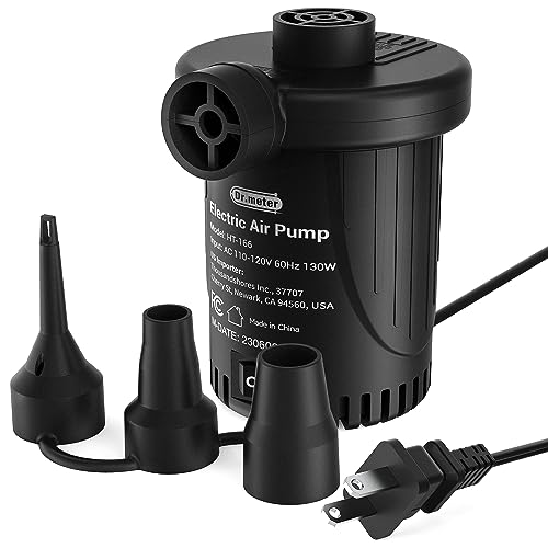 Dr.Meter Air Pump for Inflatables: AC 110V Air Mattress Pump with 3 Nozzles - Quick-Fill Electric Inflator Deflator for Inflatable Pool Raft Bed Boat Floats Swimming Rings Yoga Balls - style: HT-166