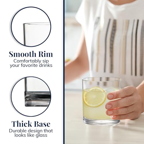 US Acrylic Classic Clear Plastic Reusable Drinking Glasses (Set of 6) 12oz Rocks Cups | BPA-Free Tumblers, Made in USA | Top-Rack Dishwasher Safe - color: Clear, size: Rocks Tumblers