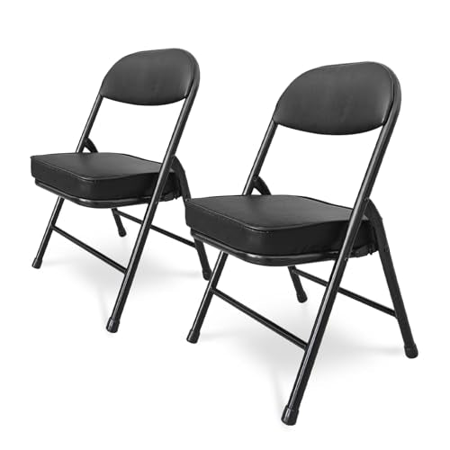 Mini Padded Folding Chairs, Garage Stool, Portable Camping Chair with Cushion, Lightweight Lawn Chair, for Outdoor Sports Events, Patio, Fishing, Hiking, Hunting, Picnic, Beach (Black 2 Pack) - color: Black 2 Pack