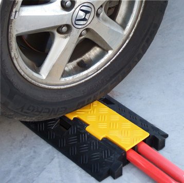 Electriduct Heavy Duty 2 Channel Cable Protector Traffic Wire and Hose Ramp Cord Cover 1.2 Inch Channels 12,000 lbs per Axle CP-RPS-212 - Rubber Black Base/Black Lid - color: Black, size: 1 Ramp