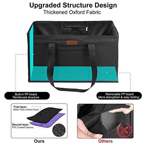 WONDAY Large Utility Tote Bag, Reusable Grocery Bags Collapsible Tote, Large Tote Bag With Handles Utility Tote Shopping Bags for Groceries, Storage, Picnic, Beach, Pool (Black) - color: Black