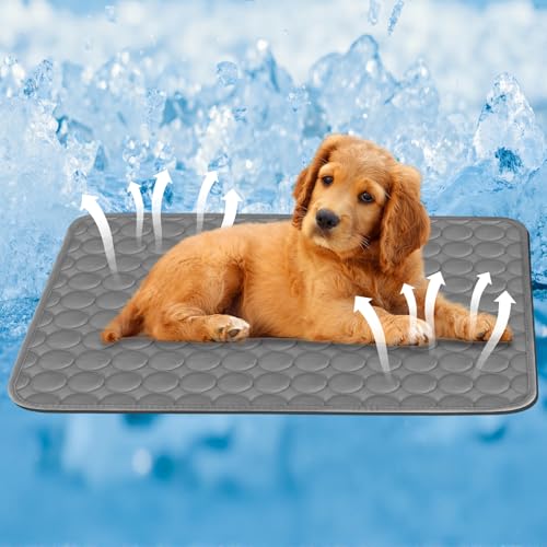 Cooling Dog Mat Extra Large, 28" x 20" Thick & Durable Washable Cooling Mat for Extra Large Dogs, Portable Extended Cooling with Waterproof Color-Changing Arc-Chill Fiber (Q-Max>0.5), Ideal for Summer