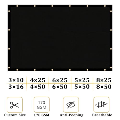 Shade&Beyond 4' X 50' Fence Privacy Screen Heavy Duty 170 GSM Fencing Mesh Shade Net Cover for Wall Garden Back Yard Outdoor Home Decoration, Black - color: Black, size: 0 4' x 5 0'