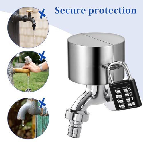 Abaodam Outdoor Hose Bib Lock with Coded Padlock Weather Resistant Faucet Lock Cover for Garden and Home Easy Installation 2.95X2.95X2.16In Water Spigot Protector Secure Outdoor Faucet