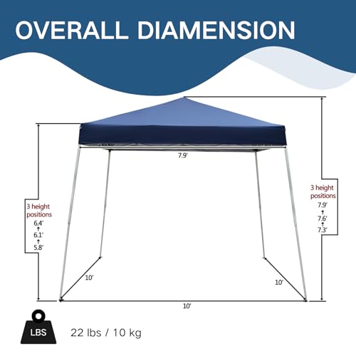 Outvita Canopy 10'x10' Pop Up Commercial Instant Gazebo Tent, Waterproof & UV Protection Canopy Tent with Slant Legs for Party Wedding Birthday BBQ Events - style: 10x10-blue