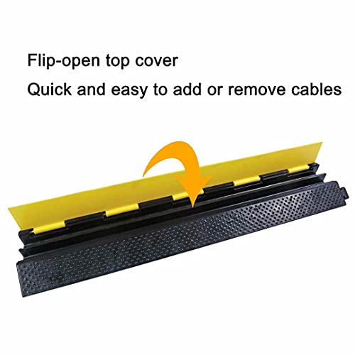 Rubber Cable Ramp Cord Cover Cable Protector Ramps Wire Hose Protective 2 Channel 22000Lbs Load Capacity Traffic Speed Bump for Asphalt Concrete Gravel Driveway Indoor Outdoor, 5 Pack - color: 2 channel-5 pack