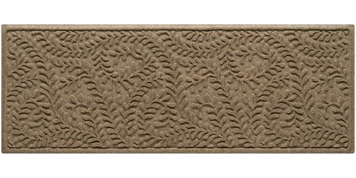 WaterHog Boxwood Front Door Mat Indoor Outdoor Entrance, Absorbent All-Weather Doormat with Non-Slip Rubber Backing, Dirt & Moisture Trapper, Low Profile & Easy Clean, Made in USA, 22"x59" Camel - color: Khaki/Camel, size: Runner 22"x59" (2'x5')