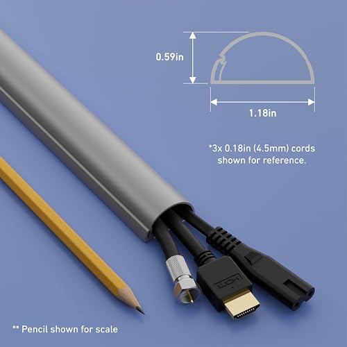 D-Line Cord Cover, Decorative Wall Cord Hider, Paintable Cable Concealer, Cable Raceway, Wire Cover, Wall Mounted TV Wire Hider, Electrical Cable Management - 1.18in W x 0.59in H x 39in Length - Gray - color: Gray, size: 1.18x0.59in - 1x 39in