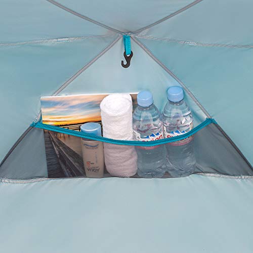 Easthills Outdoors Instant Shader Enhanced Deluxe XL Beach Tent Easy Set Up 4-6 Person Popup Sun Shelter 99" Wide for Family UPF 50+ Double Silver Coating with Extended Zippered Floor Pacific Blue - color: Instant Shader Enhanced -Pacific Blue