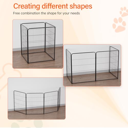 FDW Dog Playpen Dog Pen Dog Kennel 4 Panels 40 Inch Height Indoor Outdoor Folding Metal Portable Puppy Exercise Pen Heavy Duty Dog Fence for Yard Camping,Black - style: 4 Panels