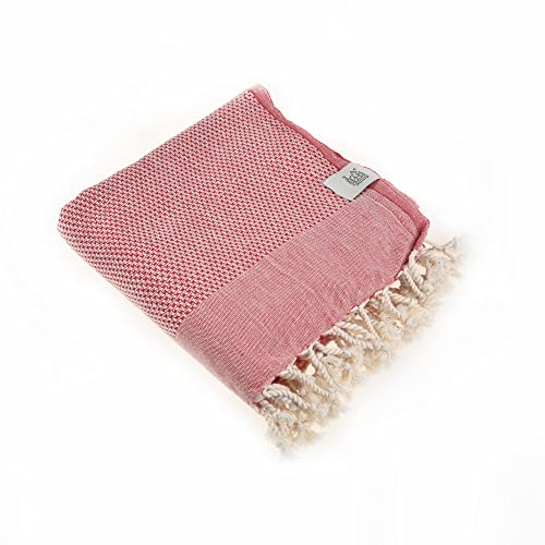 Beach Towel | Cotton Beach Towels, Easy to Carry, Sand Free, Highly Absorbent, Quick Dry, Turkish Towels for Travel Camping Bath Sauna Beach Gym Pool Yoga SPA by Lahammam, Akasya, Red - color: Red, size: Akasya