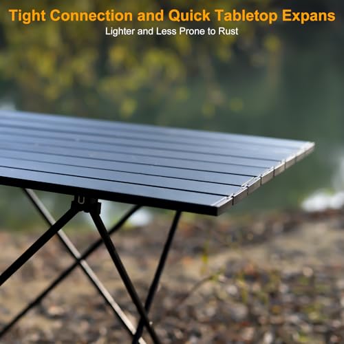 Foldable Camping Side Table, Ultralight Small Beach Aluminum, Portable Outdoor Table with Carry Bag and Storage for Picnic, Grill, Hiking, Fishing, Sand, Camping, Black - color: Black, size: 16‘’ Small