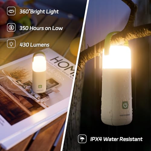 Camping Lantern, 350 Hours Running Time Rechargeable Lantern, 3200mAh Lantern Flashlight with 4 Modes, Waterproof Tent Light for Hiking, Emergency, Power Outages (Green 1PK) - style: Green