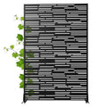Modern Metal Privacy Screen, Patio Outdoor Privacy Panels with Stand, Freestanding Outdoor Divider for Yard, Deck＆Garden(71.3"*47.3"*15.7") - color: Black,Barcode