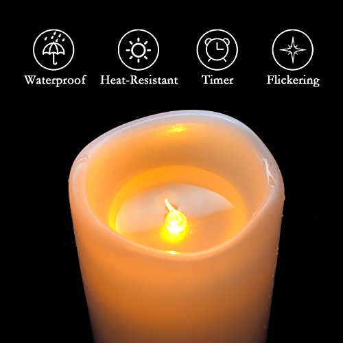 Homemory 10" x 4" Large Waterproof Outdoor Flameless Candles with Remote Control and Timer, Battery Operated Flickering LED Pillar Candles for Outdoor Larterns, Porch, Long Lasting, Set of 2 - color: Ivory White, size: 4"x 10"