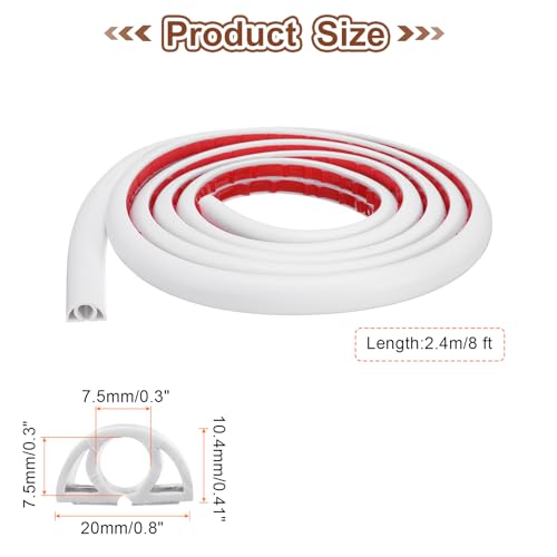 HARFINGTON 8ft Cord Cover Floor W0.3 x H0.3 Inner Channel PVC Hide Extension Cable Floor Wire Hider Wire Covers Protector for Prevent Cable Trips Cables Management, White - color: White, size: W0.3"xH0.3"x8ft