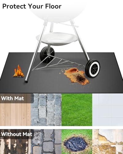 39×39 inch Heavy Duty Large Under Grill Mats for Outdoor Grill, Double-Sided Fireproof, Waterproof, Oil Proof Deck and Patio Protector, BBQ Mat Grill Floor Mats Fireplace Fire Pit Mat - size: 39*39 inch